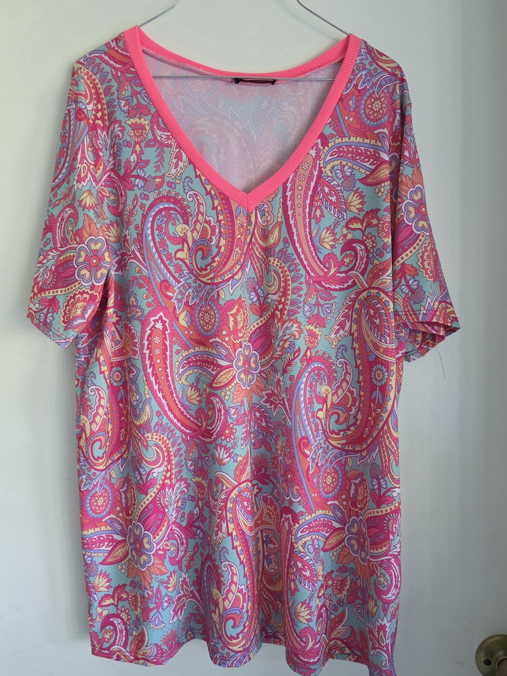 HEIMISH USA Pink Paisley V-Neck Tunic 2x